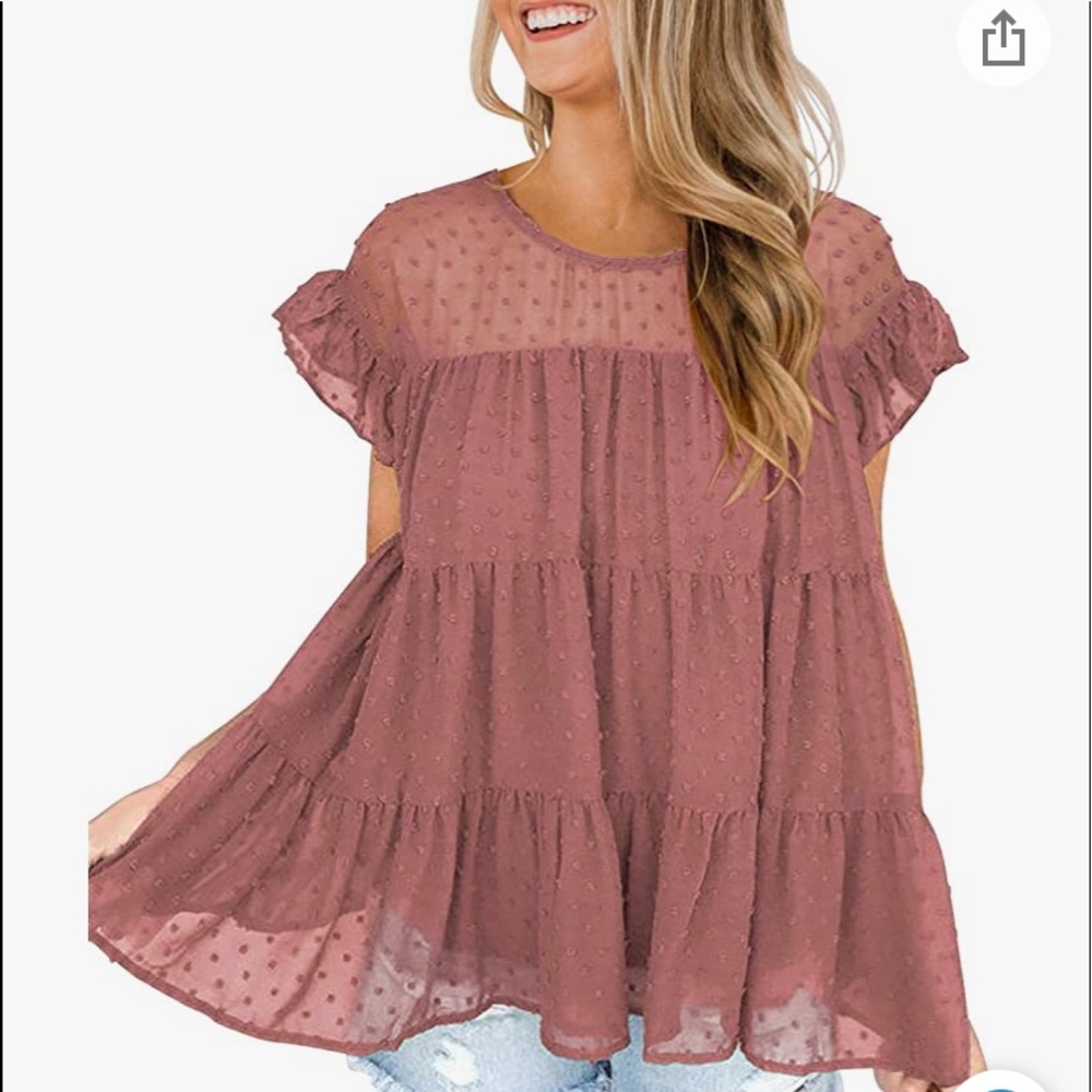 NWOT Women’s S ruffle top cap sleeves